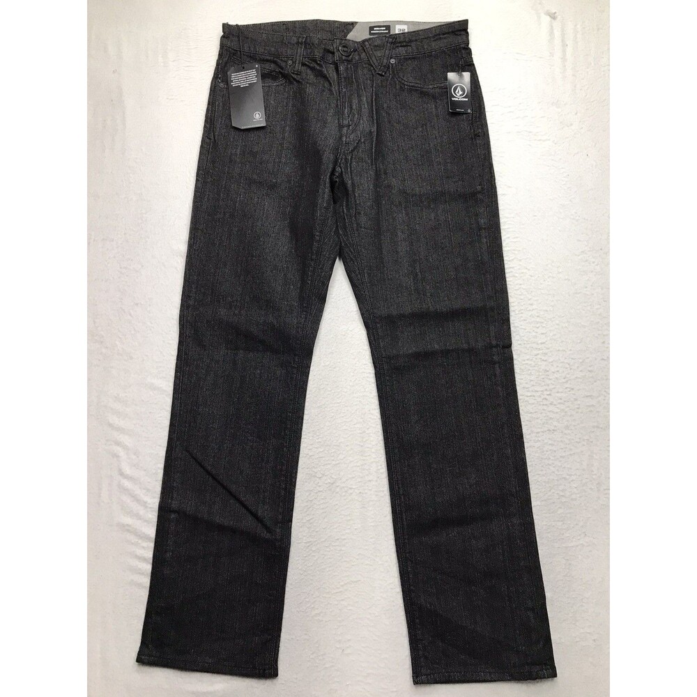 NWT VOLCOM Solver Jeans Men 32x32 Black Stretch Denim Skate Surf Board